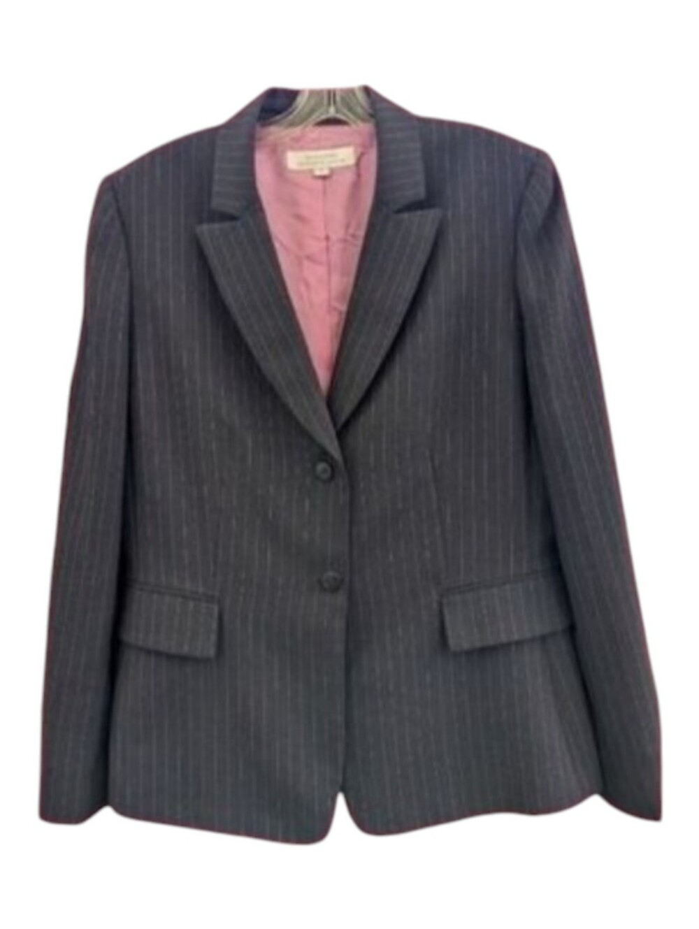 Tahari Gray w/pink Pinstripe Lined  Jacket Size 14 Career
